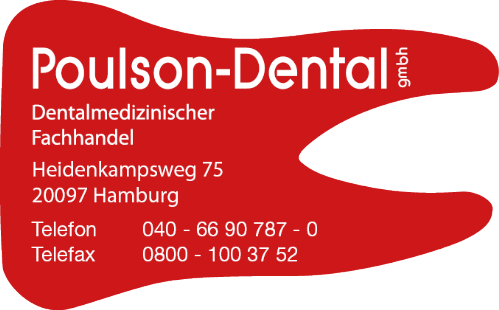 Logo Rot Zahn Poulson-Dental gmbh Dentalmedizinischer Fachhandel, Heidenkampsweg 75, 20097 Hamburg, Telefon 040-66 90 787 0, Telefax 040-66 90 787 10